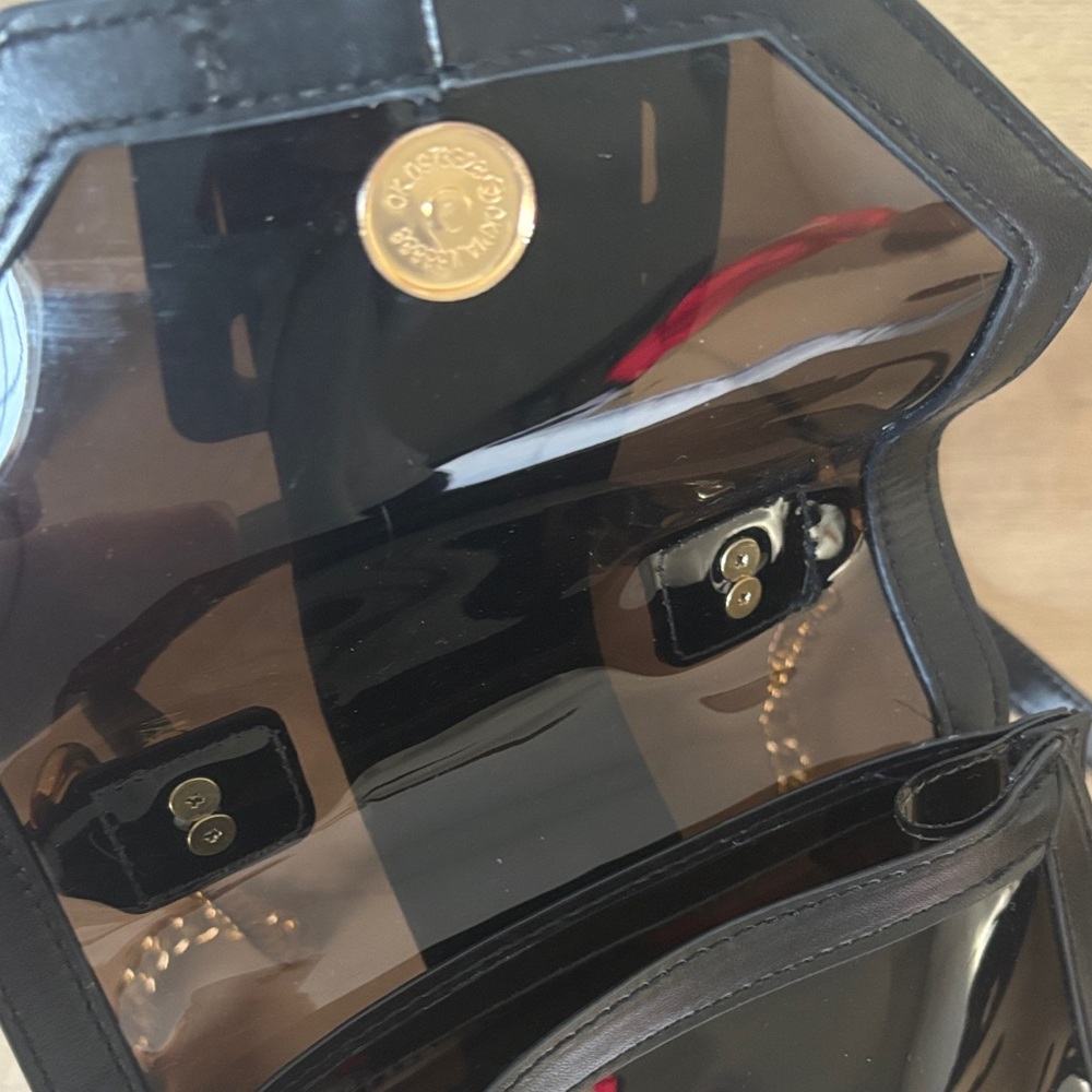 Anthropologie Clear Black Crossbody Bag with Gold Chain - Picture 8 of 9